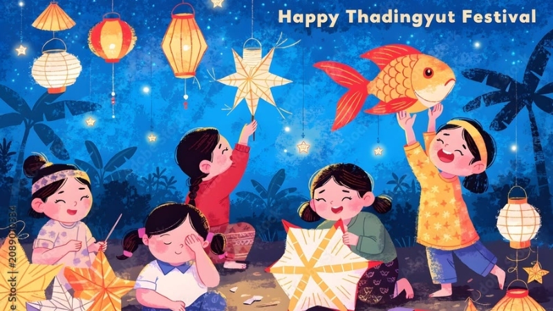 Hình ảnh Chibi các em nhỏ rước đèn Trung thu
