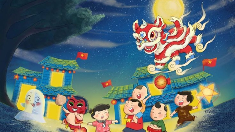 Hình nền chú Lân Trung thu cho máy tính