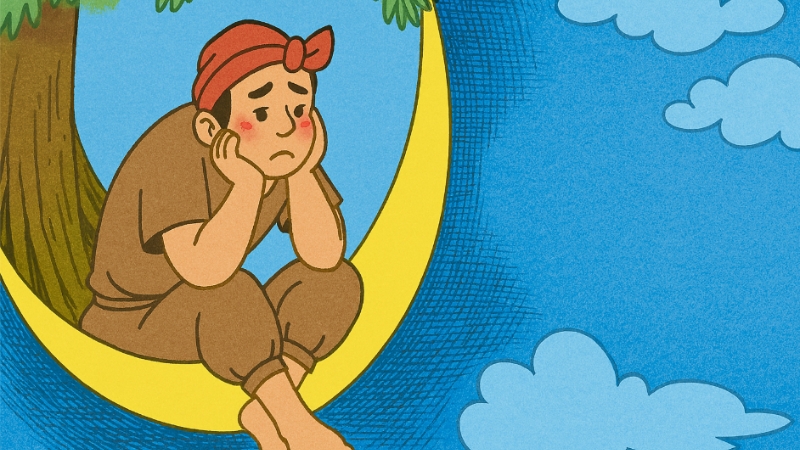 Chú Cuội và cây đa dưới ánh trăng rằm