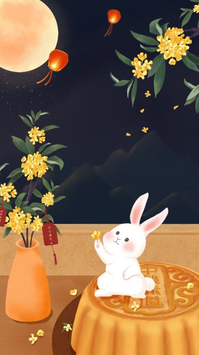 Ảnh Thỏ Ngọc cute bên ánh trăng rằm