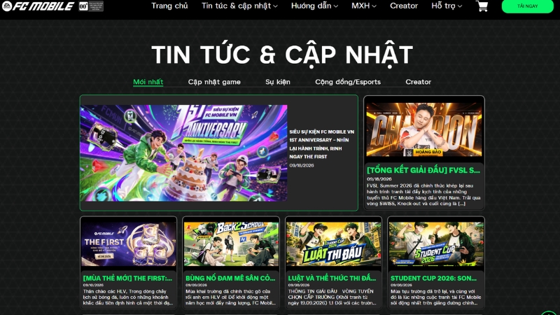 Trang chính thức của EA SPORTS FC Mobile