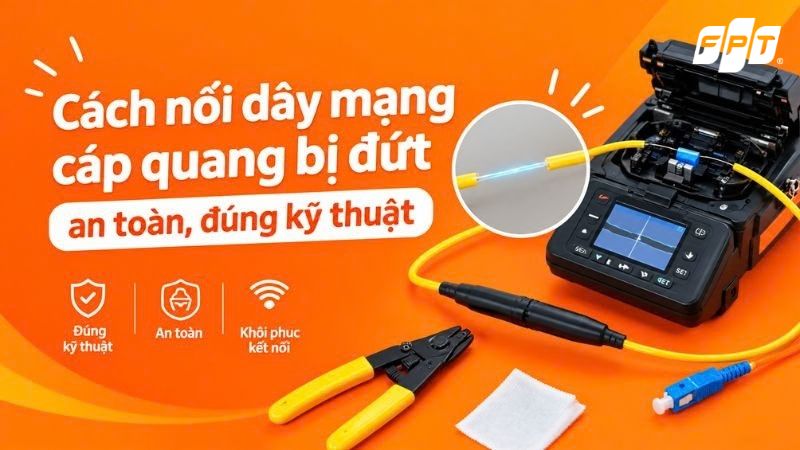 C&aacute;ch nối d&acirc;y mạng c&aacute;p quang bị đứt an to&agrave;n, đ&uacute;ng kỹ thuật