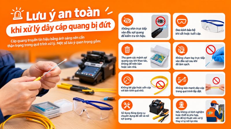 Những điều cần lưu ý an toàn khi xử lý dây cáp quang bị đứt