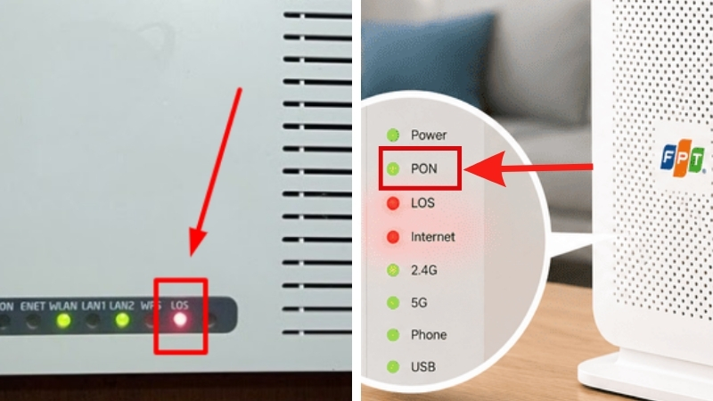 Phân biệt tín hiệu đèn LOS và PON