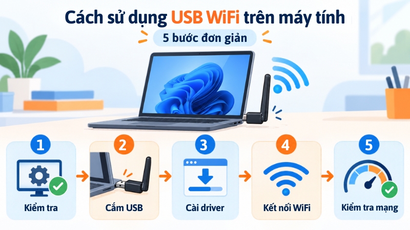 Quy trình cài USB Wifi đơn giản chỉ với 5 bước