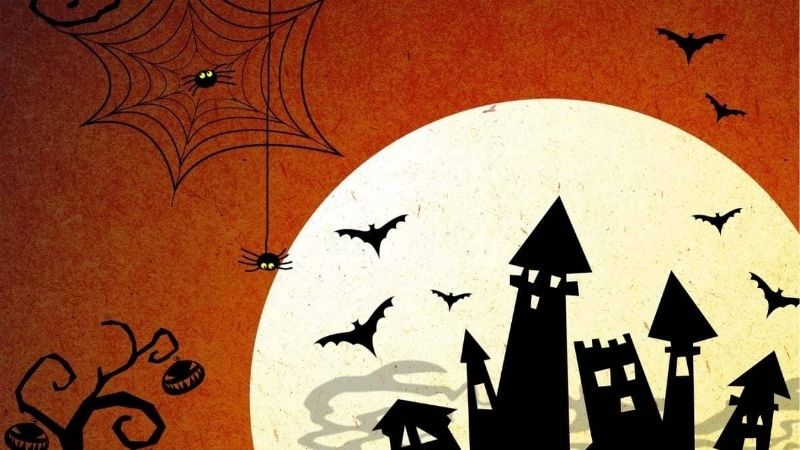 hinh-nen-lau-dai-bi-an-trong-khu-rung-halloween