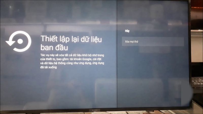 Reset tivi Sony Google TV tại nhà