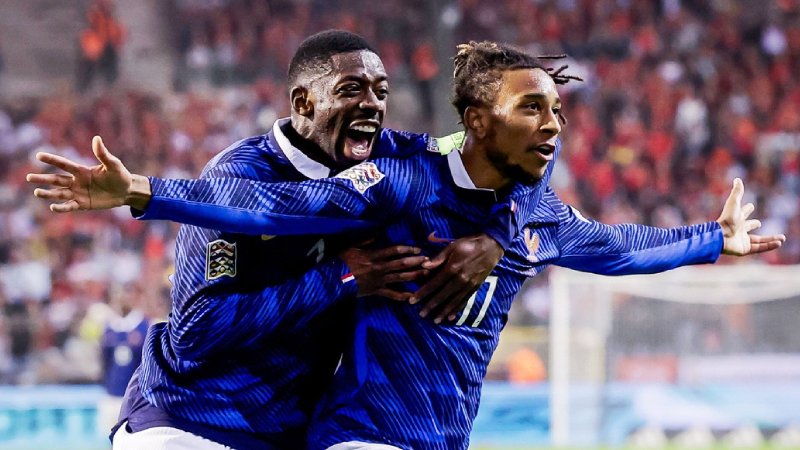 Khoảnh khắc ăn mừng bàn thắng của Michael Olise ở phút 88 Pháp thắng Bỉ 1-0