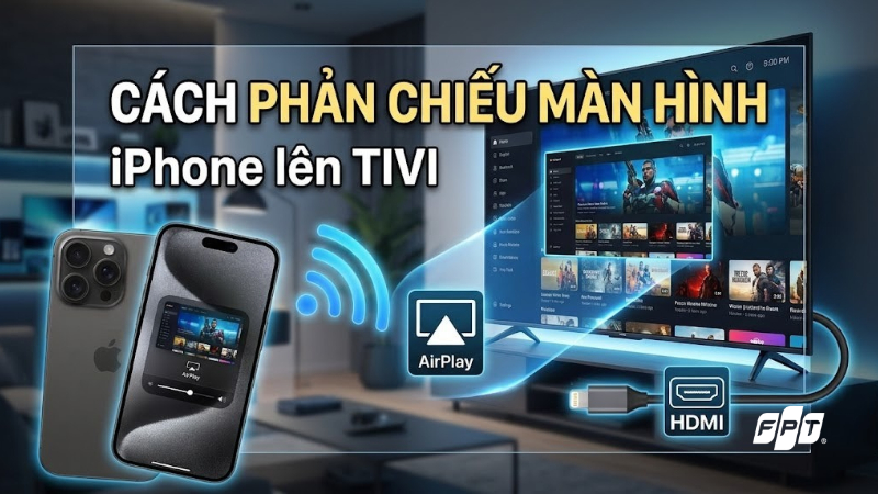 C&aacute;ch phản chiếu m&agrave;n h&igrave;nh iPhone l&ecirc;n tivi bằng AirPlay, HDMI