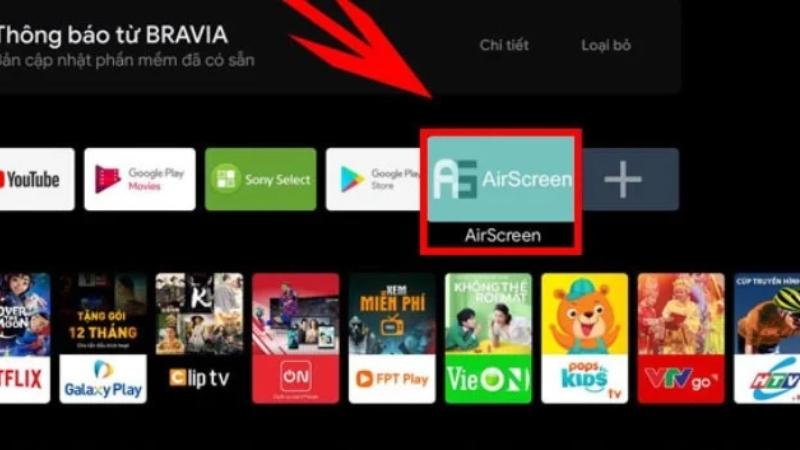 Phản chiếu màn hình iPhone lên TV Sony bằng ứng dụng AirScreen