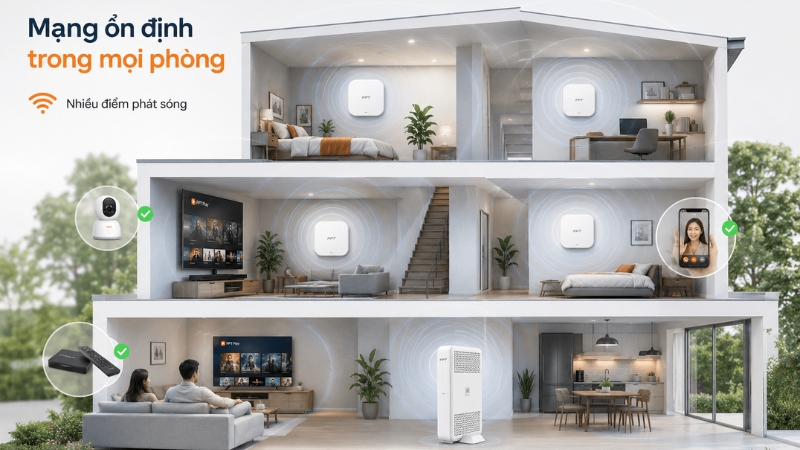 Access Point thường gặp ở những không gian rộng cần WiFi phủ đều