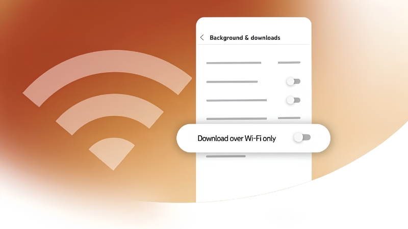 Bật chế độ chỉ tại nhạc bằng Wifi trong mục Tải xuống và bộ nhớ