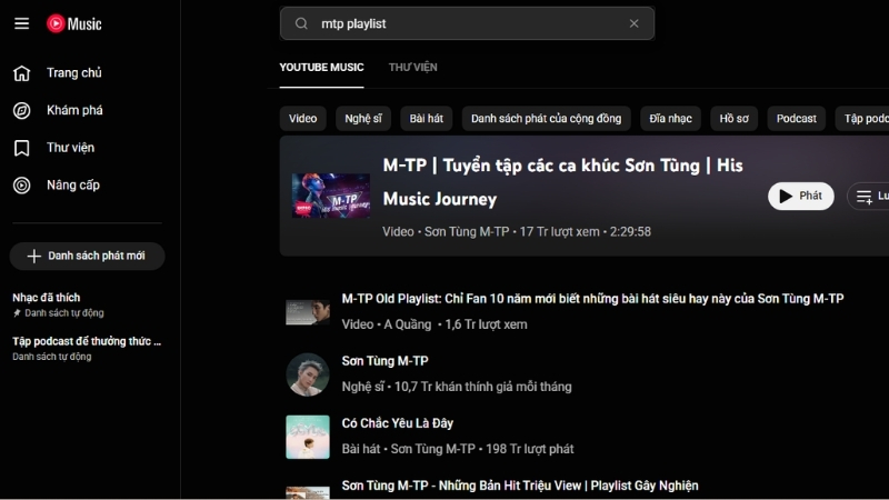 Mở Youtube Music và truy cập playlist muốn tải xuống