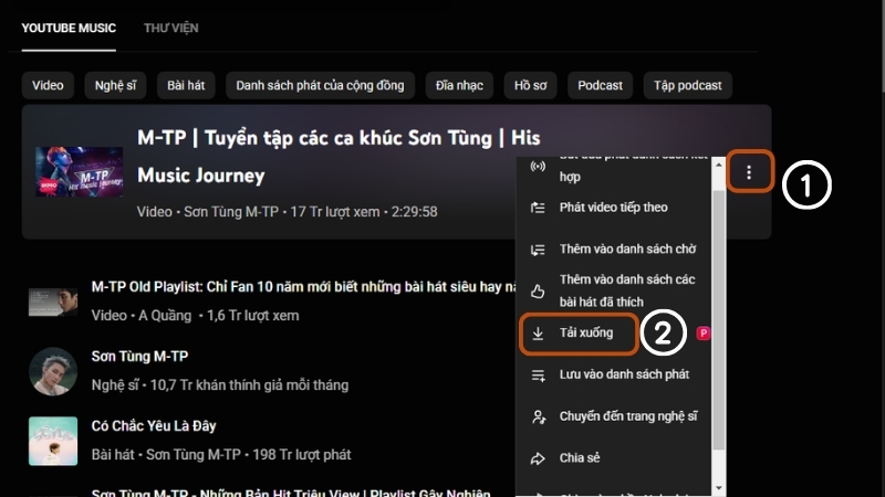 Chọn nút 3 chấm và nhấn vào biểu tượng tải xuống