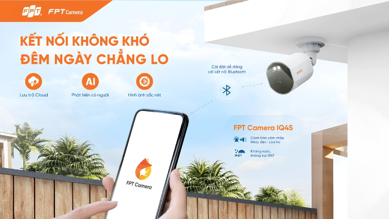 FPT Camera IQ 4S hỗ trợ AI phát hiện người, lưu trữ Cloud và chuẩn IP67