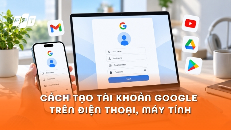 C&aacute;ch tạo t&agrave;i khoản Google tr&ecirc;n điện thoại, m&aacute;y t&iacute;nh si&ecirc;u dễ