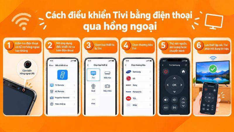 Cách điều khiển Tivi bằng điện thoại qua hồng ngoại