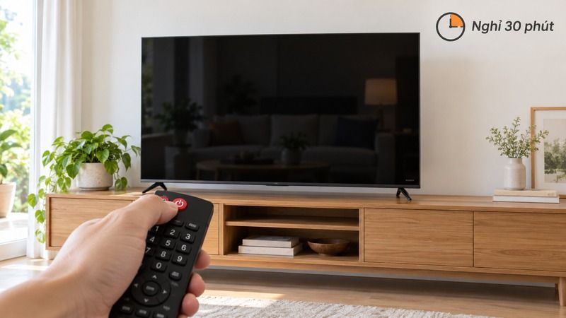 Tắt tivi và để máy nghỉ khoảng 30 phút trước khi bật lại