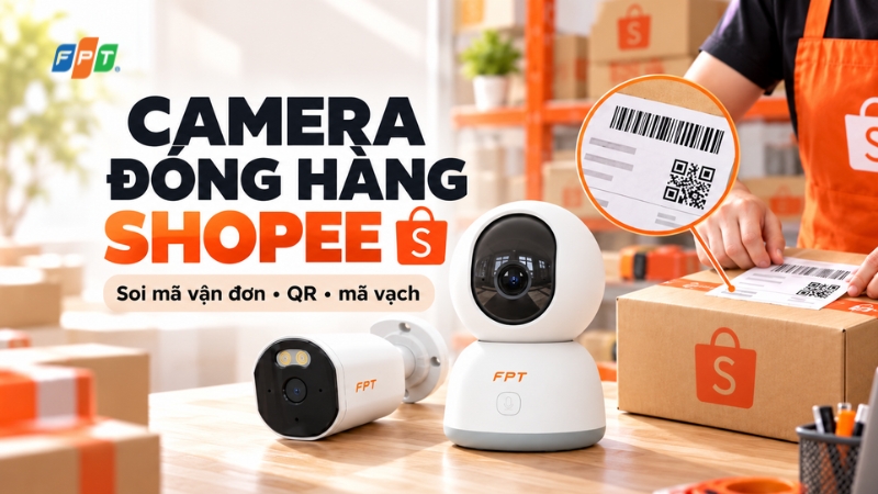 Lắp đặt camera đ&oacute;ng h&agrave;ng Shopee soi m&atilde; vận đơn, m&atilde; QR, m&atilde; vạch
