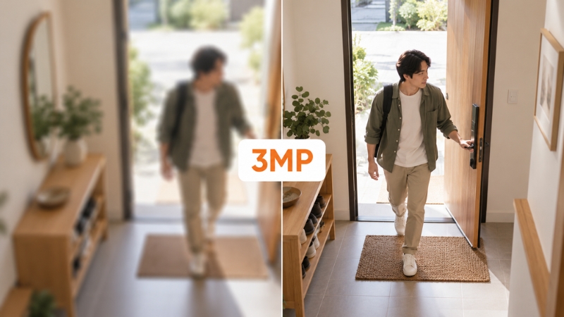 Độ phân giải 3MP hỗ trợ theo dõi rõ hơn các khu vực cần ưu tiên an ninh