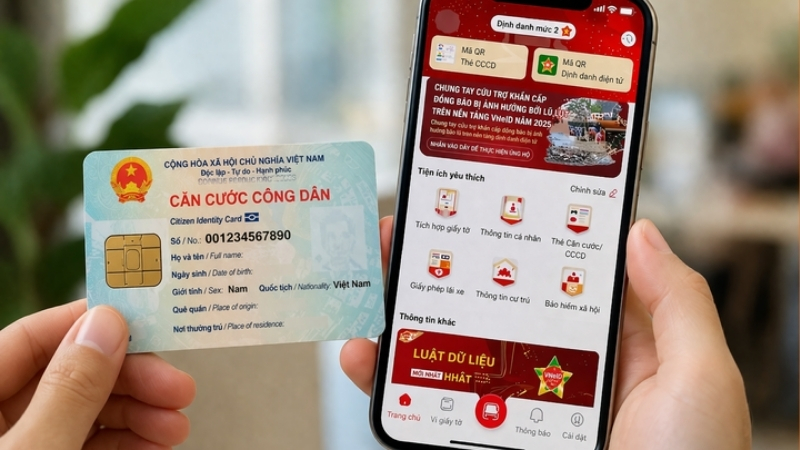 Mở app VNeID và làm theo hướng dẫn để quét NFC