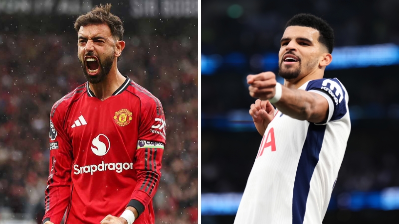 Bruno Fernandes và Dominic Solanke là những cầu thủ đáng chú ý ở trận Man Utd vs Tottenham