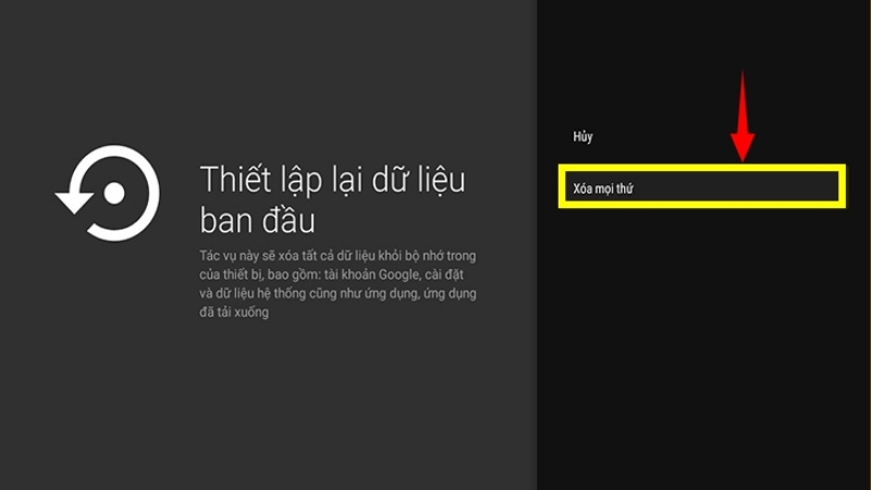 Khôi phục cài đặt gốc trên tivi Sony
