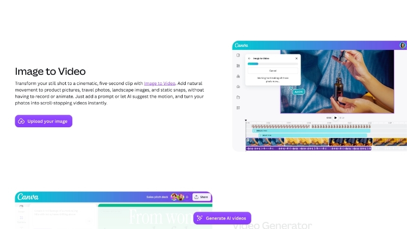 Canva cho phép sử dụng nhiều tính năng AI giúp tạo video