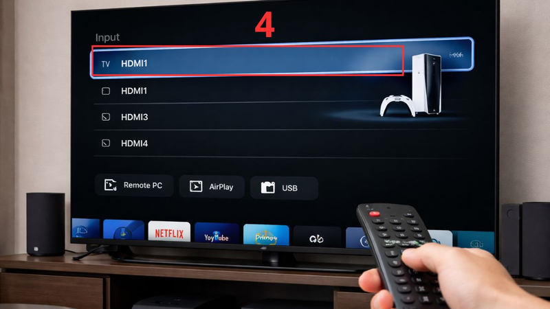 Chọn đúng cổng HDMI để hiển thị hình ảnh từ thiết bị kết nối