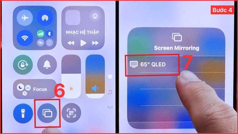 Các bước chọn TV Samsung để phản chiếu màn hình iPhone
