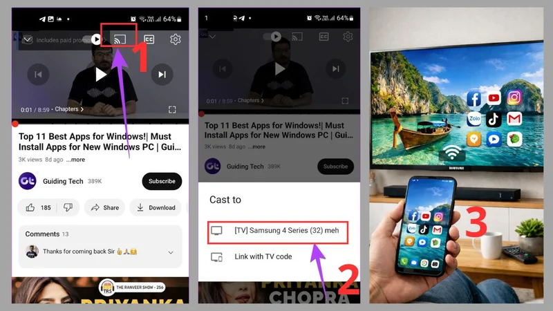 Truyền nội dung từ điện thoại lên tivi Samsung bằng tính năng Google Cast