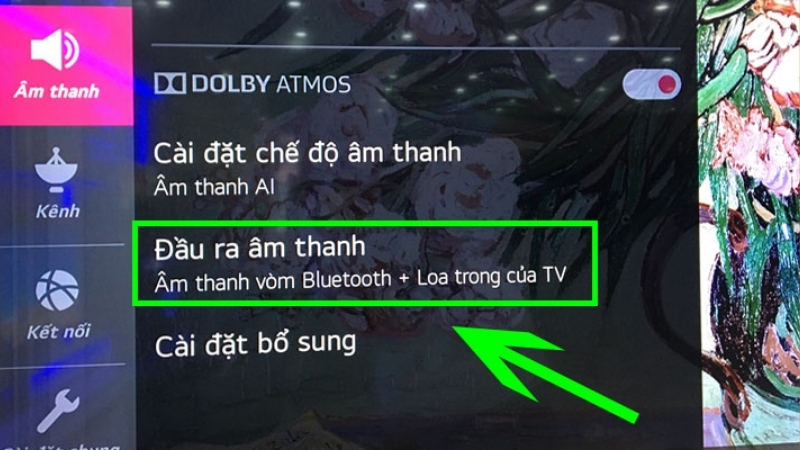 Chọn mục Đầu ra âm thanh để chọn thiết bị Bluetooth