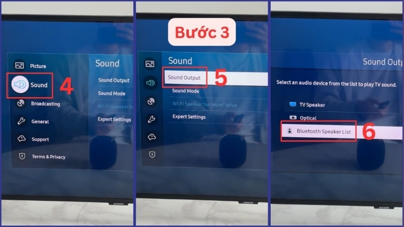 Thực hiện các bước để TV dò tìm thiết bị Bluetooth