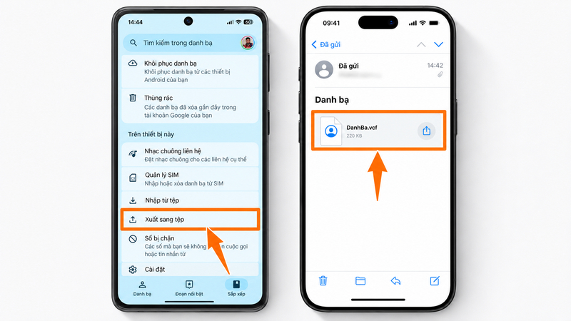 File VCF giúp sao chép danh bạ từ Android sang iPhone mà không cần đặt lại thiết bị