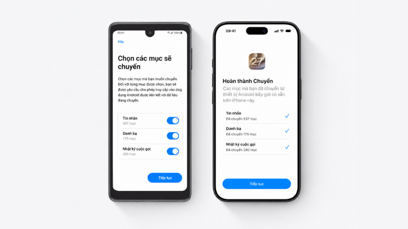 Move to iOS cho phép chọn dữ liệu trên Android và chuyển sang iPhone trong quá trình thiết lập