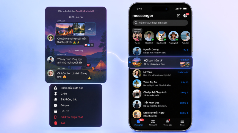 Lưu trữ và xóa là hai thao tác khác nhau trên Messenger