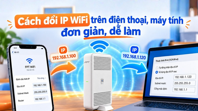 C&aacute;ch đổi IP Wifi tr&ecirc;n điện thoại, m&aacute;y t&iacute;nh đơn giản, dễ l&agrave;m
