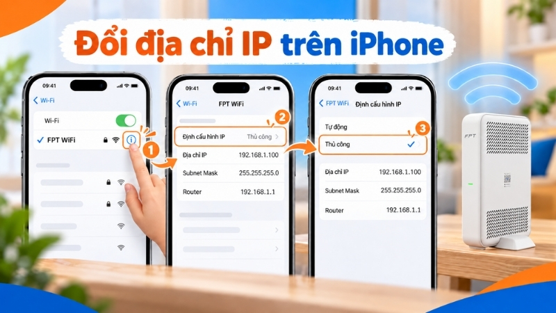 Các bước đổi địa chỉ IP Wifi chi tiết trên iPhone