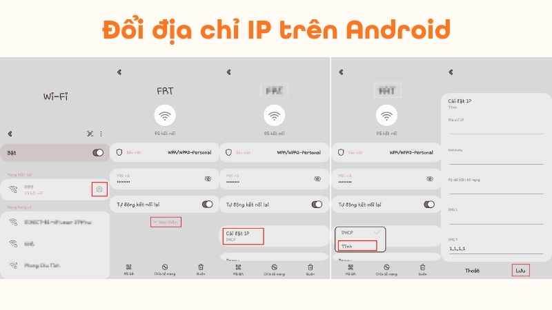 Các bước đổi địa chỉ IP trên Android