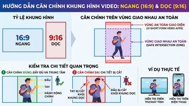 Căn chỉnh khung hình kỹ lưỡng trước khi bắt đầu quay