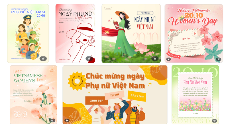 Tạo thiệp 20/10 trên Canva với mẫu thiết kế đẹp, dễ chỉnh sửa