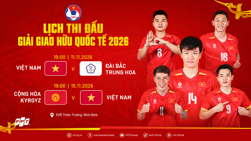 Lịch thi đấu tuyển Việt Nam tại Giao hữu Quốc tế 2026 - FIFA Days th&aacute;ng 11