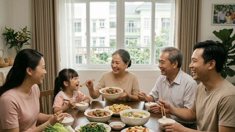 Bữa cơm sum vầy là cách đơn giản để thể hiện tình yêu thương trong ngày 20/10