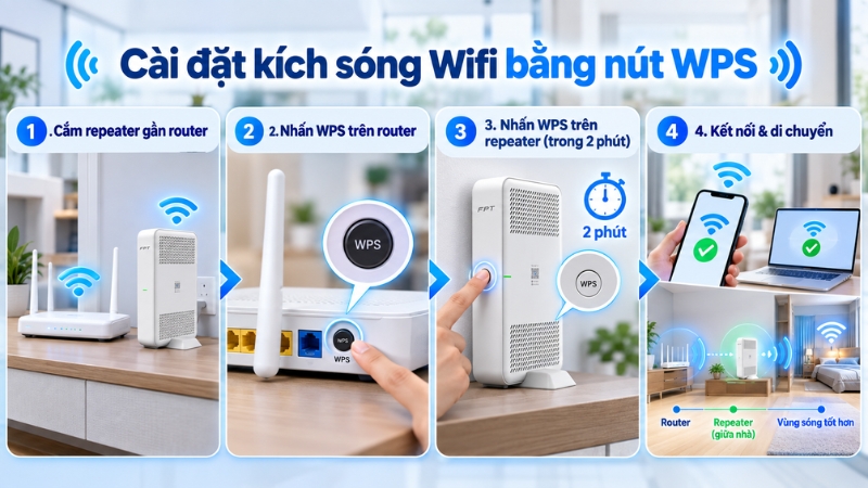 WPS là phương thức cấu hình phổ biến bên cạnh ứng dụng Tether và trình duyệt web