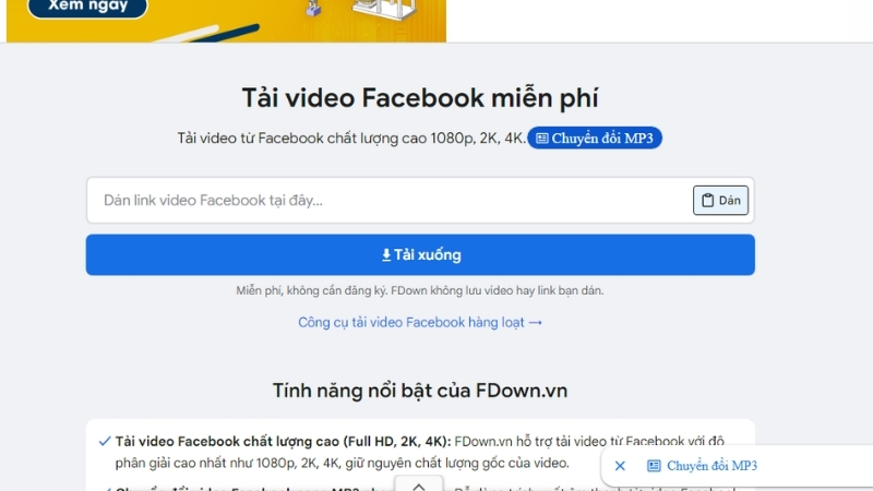 Tải xuống trên Facebook bằng Fdown nhanh chóng
