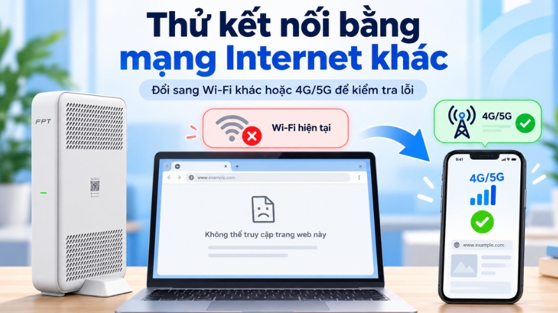 Chuyển sang sử dụng dữ liệu di động để kiểm tra có phải lỗi do kết nối không?