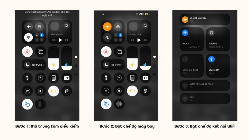 Các bước thực hiện bật Wifi khi ở chế độ máy bay trên Iphone đơn giản