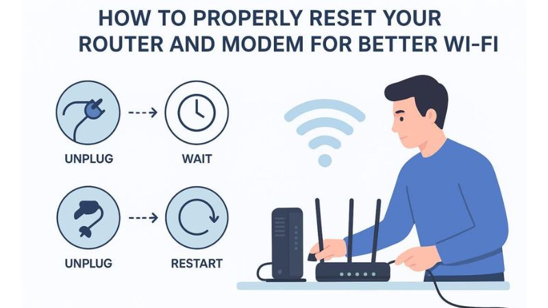 Hướng dẫn ngắt nguồn và khởi động lại modem Wi-Fi để kiểm tra kết nối Internet