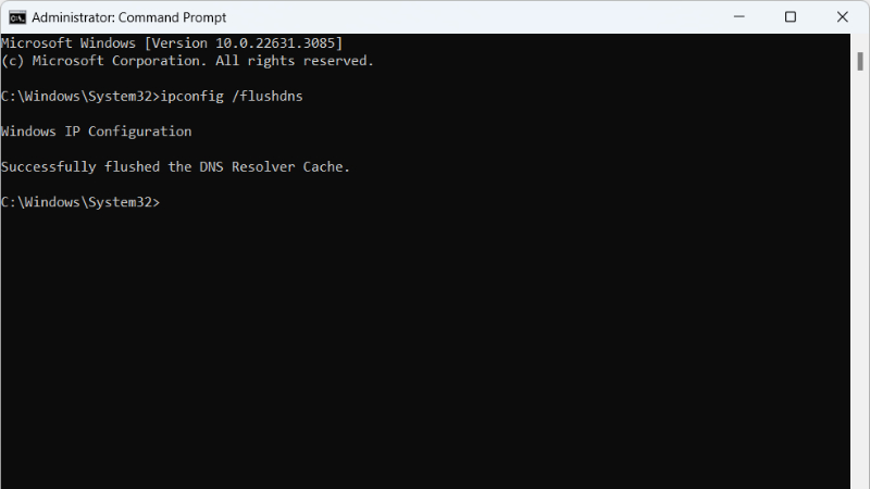Xóa DNS cache bằng Command Prompt để làm mới dữ liệu phân giải tên miền trên Windows