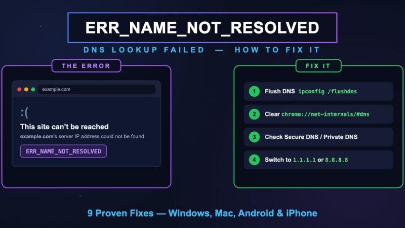 Hướng dẫn khắc phục lỗi ERR_NAME_NOT_RESOLVED